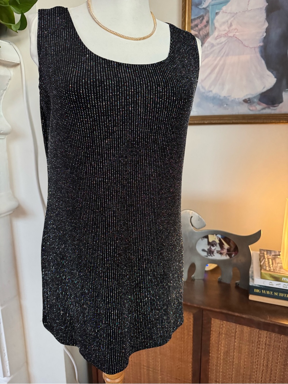 Ronni Nicole Black Metallic Shimmer Sleeveless Tank